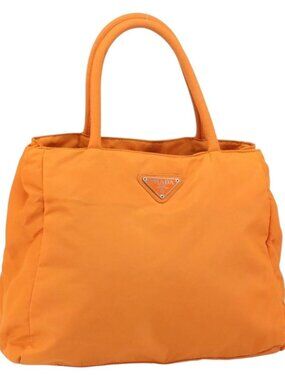 PRADA Tote Bag Nylon Orange Silver Auth gh1541